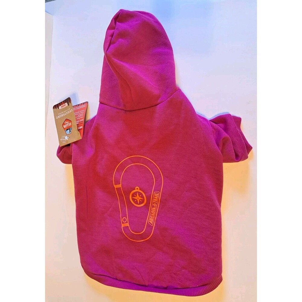 Arcadia Pink Dog Hoodie with Orange Accents